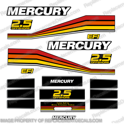 Mercury 260hp Racing 2.5L OFFSHORE SS Decal Kit mercury, decals, 260, hp, 2.5, offshore, racing, custom, built, engine, stickers
