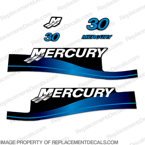 Mercury 30hp Decal Kit 2-Stroke 1999-2004 (Blue) INCR10Aug2021