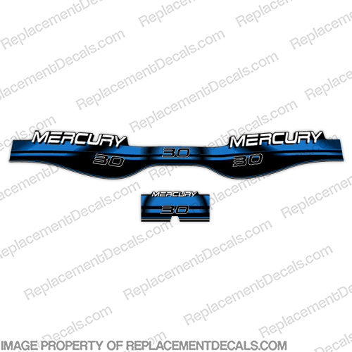 Mercury 30hp Decals - BLUE - 1996 - 1999  merc, mercury, red, blue, water, 30, 30 hp, 3.0, liter, 1995, 1996, 1997, 1998, 1999, 2l, outboard, engine, motor, decal, sticker, kit, set, decals, mercury, 150, 150 hp, horsepower, 150hp, 1998, 1999, 2000, 2001, 2002, 2003, 2004, 2005, 2006, 2007, 2008, 2009, 2010, electronic, fuel, injection, INCR10Aug2021
