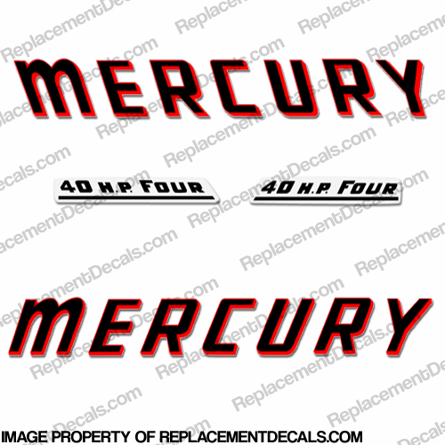 Mercury 1961 40HP Outboard Engine Decals INCR10Aug2021