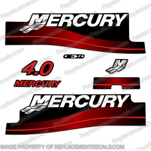 Mercury 4.0hp Decal Kit (Red) 2001 2002 2003 2004 mercury, decals, 4.0, 4, hp, outboard , engine, motor, stickers, decal, 2001, 2002, 2003, 2004