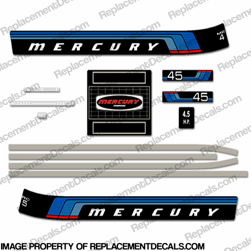 Mercury 1976 - 1977 4.5HP Outboard Engine Decals Mercury, 1976, 1977, 4.5, 4.5HP, Outboard, Engine, Decal, Decals