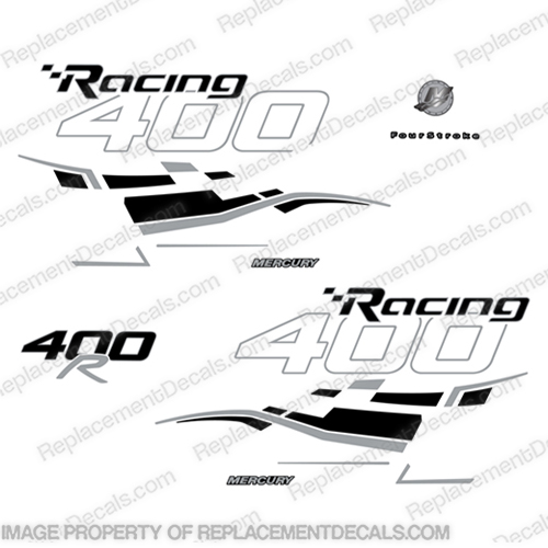 Mercury 400hp Racing Decals Custom - Any Color!  mercury, 400, 400r, racing, efi, salt, water, saltwater, custom, outboard, engine, motor, decal, sticker, kit, set, INCR10Aug2021