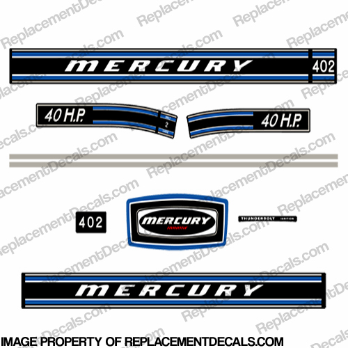 Mercury 1973 40hp Outboard Engine Decals INCR10Aug2021