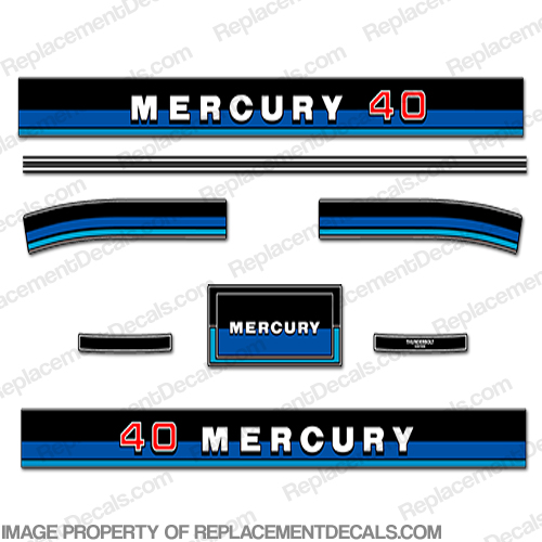 Mercury 1983 40HP Outboard Engine Decals INCR10Aug2021
