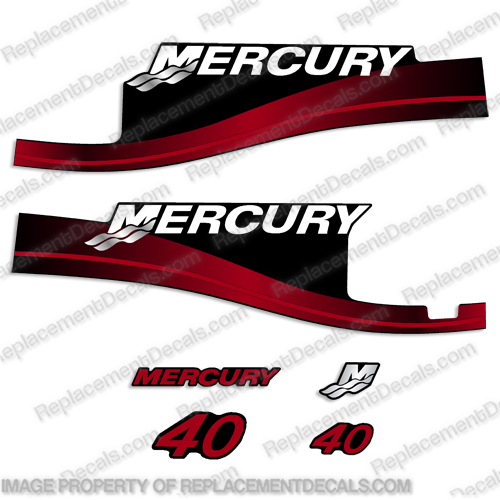 Mercury 40hp Elpto Outboard Engine Motor Decals 2003 2004 (Red)  Mercury, 40, hp Elpto, Outboard, Engine, Motor, Decals, 2003, 2004, red