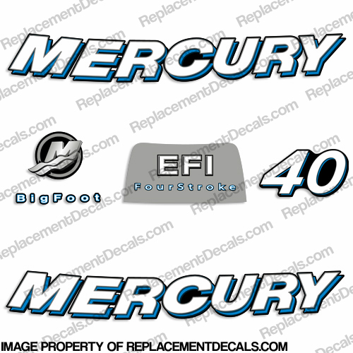 Mercury 40hp Fourstroke Decals (Blue) 2006 INCR10Aug2021