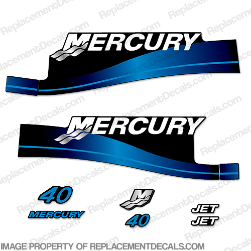 Mercury 40hp Jet Drive Decal Kit 1999-2004 (Blue) INCR10Aug2021