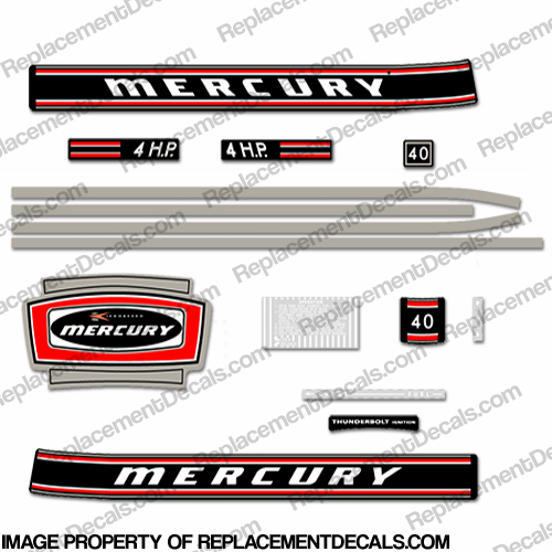 Mercury 1971 4HP Outboard Engine Decals INCR10Aug2021