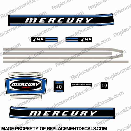 Mercury 1973 4HP Outboard Engine Decals INCR10Aug2021
