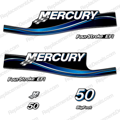 Mercury 50hp Four Stroke EFI Decals (Blue) - 2005 INCR10Aug2021