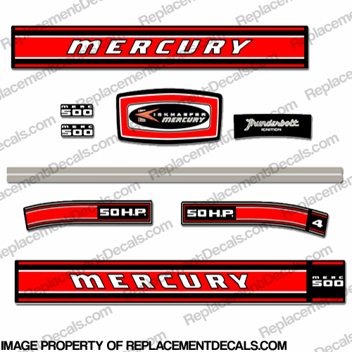 Mercury 1969 50HP Outboard Engine Decal INCR10Aug2021