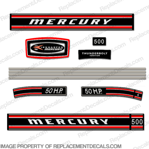 Mercury 1970 50HP Outboard Engine Decals INCR10Aug2021