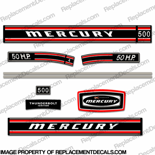 Mercury 1971 50HP Outboard Engine Decals INCR10Aug2021