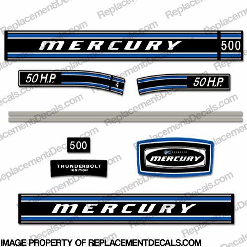 Mercury 1972 50HP Outboard Engine Decals INCR10Aug2021