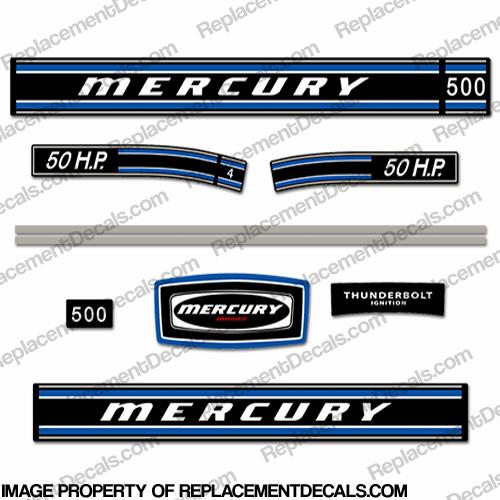 Mercury 1973 50hp Outboard Engine Decals INCR10Aug2021