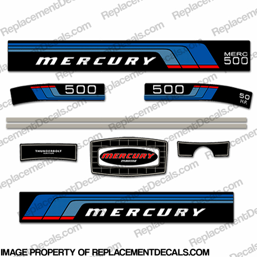 Mercury 1976 - 1977 50HP Outboard Engine Decals Mercury, 1976, 1977, 50, 50hp, Outboard, Engine, Decal, Decals