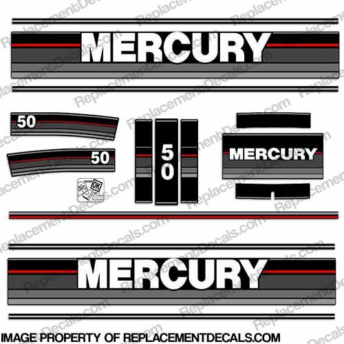 Mercury 1989 50HP Outboard Engine Decals INCR10Aug2021
