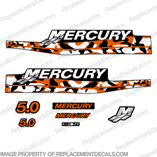 Mercury 5hp Decal Kit - Custom Color Orange Camo 5, INCR10Aug2021