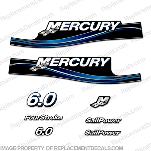 Mercury 60 Four 4 Stroke Decal Kit Outboard Engine Graphic Motor Stickers RED 