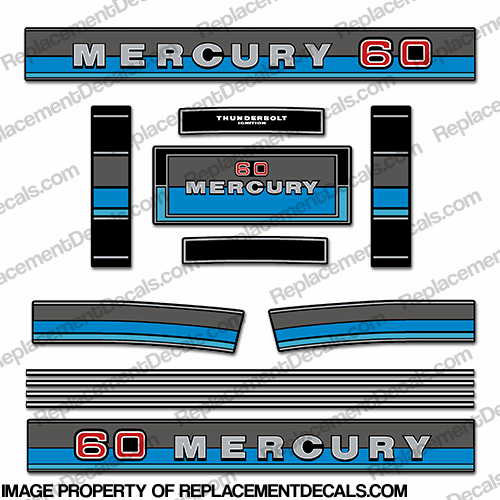 Mercury 1980-1982 60HP Outboard Engine Decals INCR10Aug2021