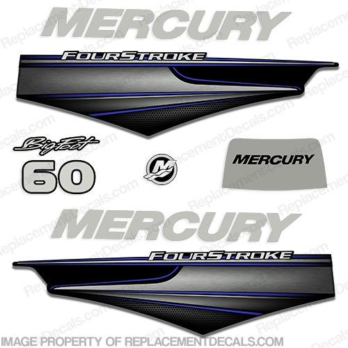 Mercury 60hp BigFoot FourStroke Decals - 2013+ (Blue) big, foot, big foot, big-foot, INCR10Aug2021