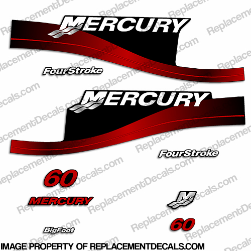 Mercury 60hp FourStroke Decals (Red) -  Early 2000 INCR10Aug2021