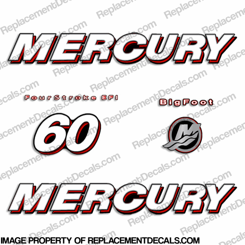 Mercury 60hp 4-Stroke EFI Bigfoot (Straight) Decal Kit big, foot, big foot, big-foot, INCR10Aug2021
