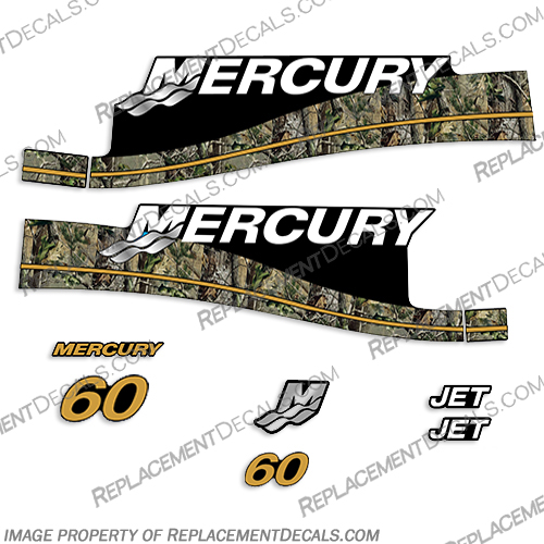 Camo Mercury 60hp Jet Drive Decal Kit 1999 2000 2001 2002 2003 2004 Camo, Mercury, 60, 60hp, hp, horsepower, jet, drive, decal, decals, kit, 1999, 2000, 2001, 2002, 2003, 2004, 1999 - 2004,