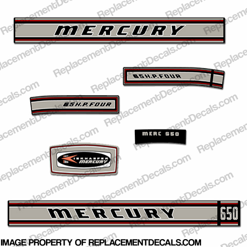 Mercury 1967 65HP Outboard Engine Decals INCR10Aug2021