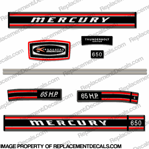Mercury 1970 65HP Decal Kit INCR10Aug2021