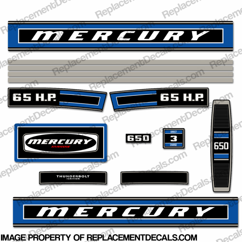 Mercury 1974 65hp Outboard Engine Decals INCR10Aug2021