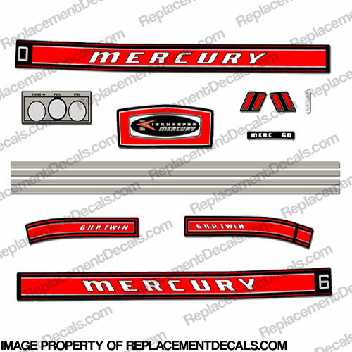 Mercury 1968 6HP Outboard Engine Decals INCR10Aug2021