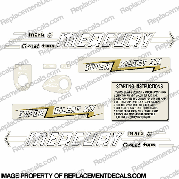 Mercury 1957 6HP Outboard Engine Decals INCR10Aug2021