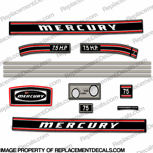 Mercury 1971 7.5hp Outboard Engine Decals INCR10Aug2021