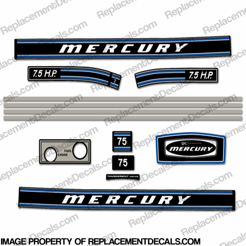 Mercury 1969 7.5hp Outboard Decal Kit Reproduction Decals In Stock! 