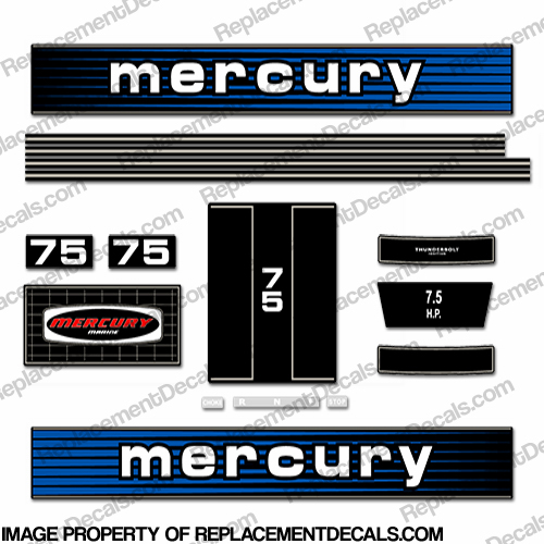 Mercury 1978 7.5HP Outboard Engine Decals INCR10Aug2021
