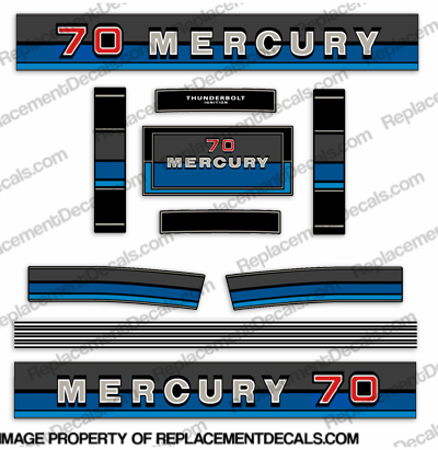 Mercury 1980-1982 70HP Outboard Engine Decals INCR10Aug2021