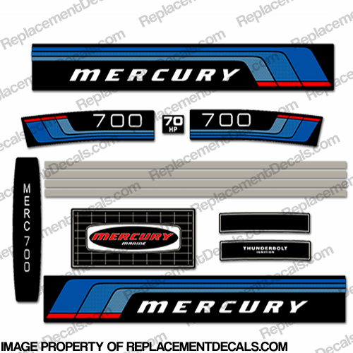 Mercury 1977 70HP Outboard Engine Decals INCR10Aug2021