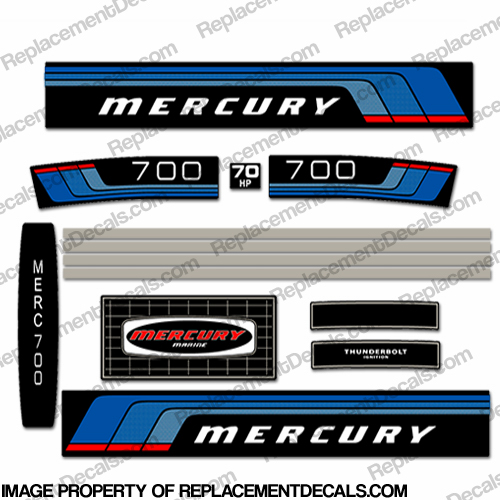 Mercury 1976 - 1977 70HP Outboard Engine Decals Mercury, 1976, 1977, 70, 70hp, Outboard, Engine, Decal, Decals