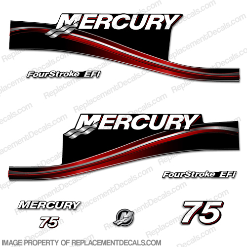 Mercury 75hp "Fourstroke EFI" Decals - 2005 (Red) INCR10Aug2021