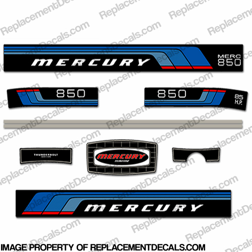 Mercury 1977 85HP Outboard Engine Decals INCR10Aug2021