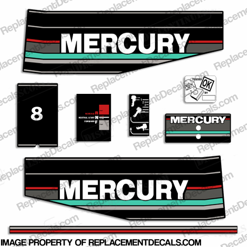 Mercury 1991 8HP Outboard Engine Decals INCR10Aug2021