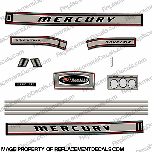 Mercury 1967 9.8HP Outboard Engine Decals INCR10Aug2021