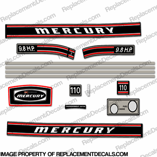 Mercury 1971 9.8HP Outboard Engine Decals INCR10Aug2021