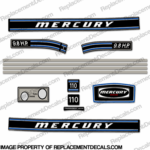 Mercury 1973 9.8HP Outboard Engine Decals INCR10Aug2021
