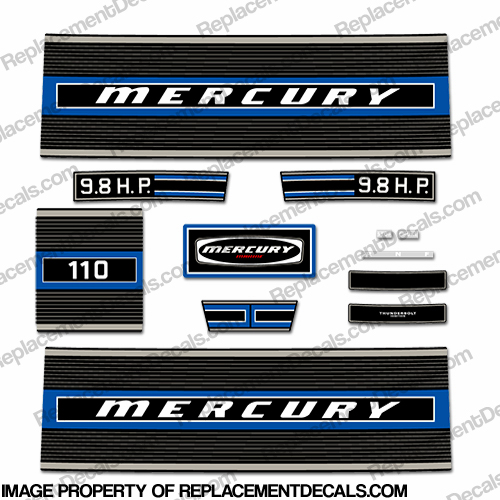 Mercury 1974 9.8hp Outboard Engine Decals INCR10Aug2021