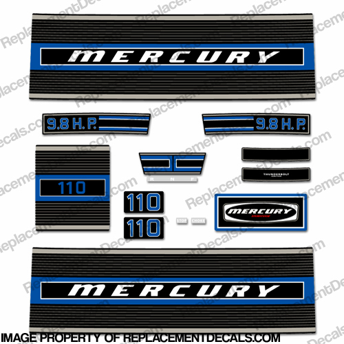 Mercury 1975 9.8HP Outboard Engine Decals INCR10Aug2021