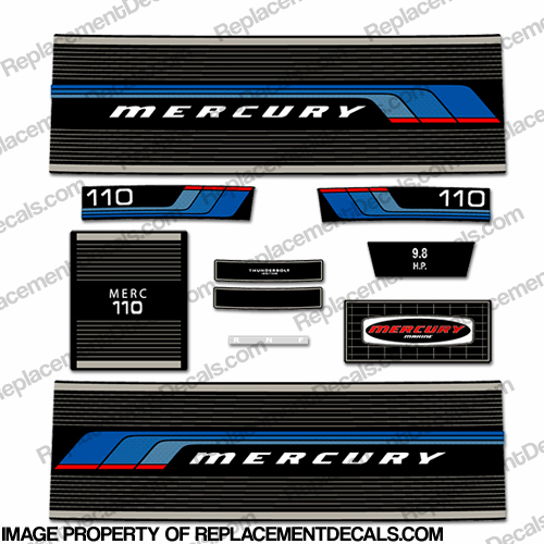 Mercury 1977 9.8HP Outboard Engine Decals INCR10Aug2021
