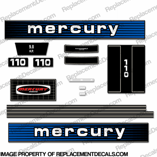 Mercury 1978 9.8HP Outboard Engine Decals INCR10Aug2021